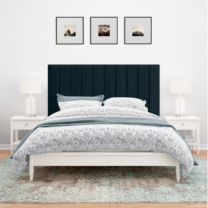CABECERO TAPIZADO BERNINI LARGO TERCIOPELO AZUL OSCURO