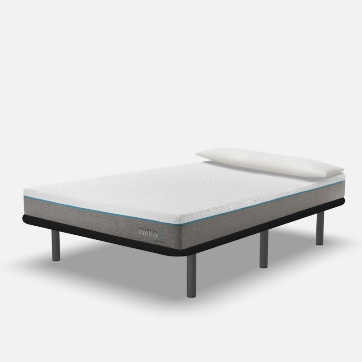 COLCHÓN VISCO 3 + BASE TAPIZADA+ ALMOHADA