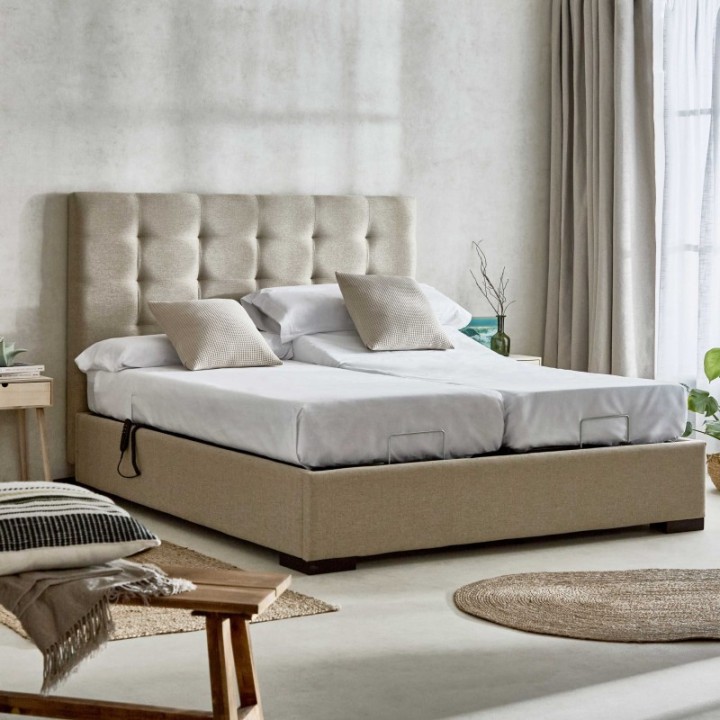 Cama Tapizada Lisboa + Base 3D Bremen