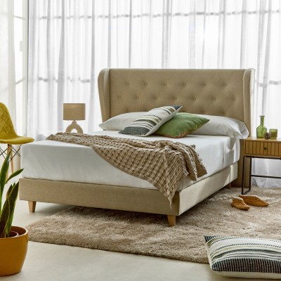Pack Botticelli | Cabecero Con Botón + Cama Venecia Haya